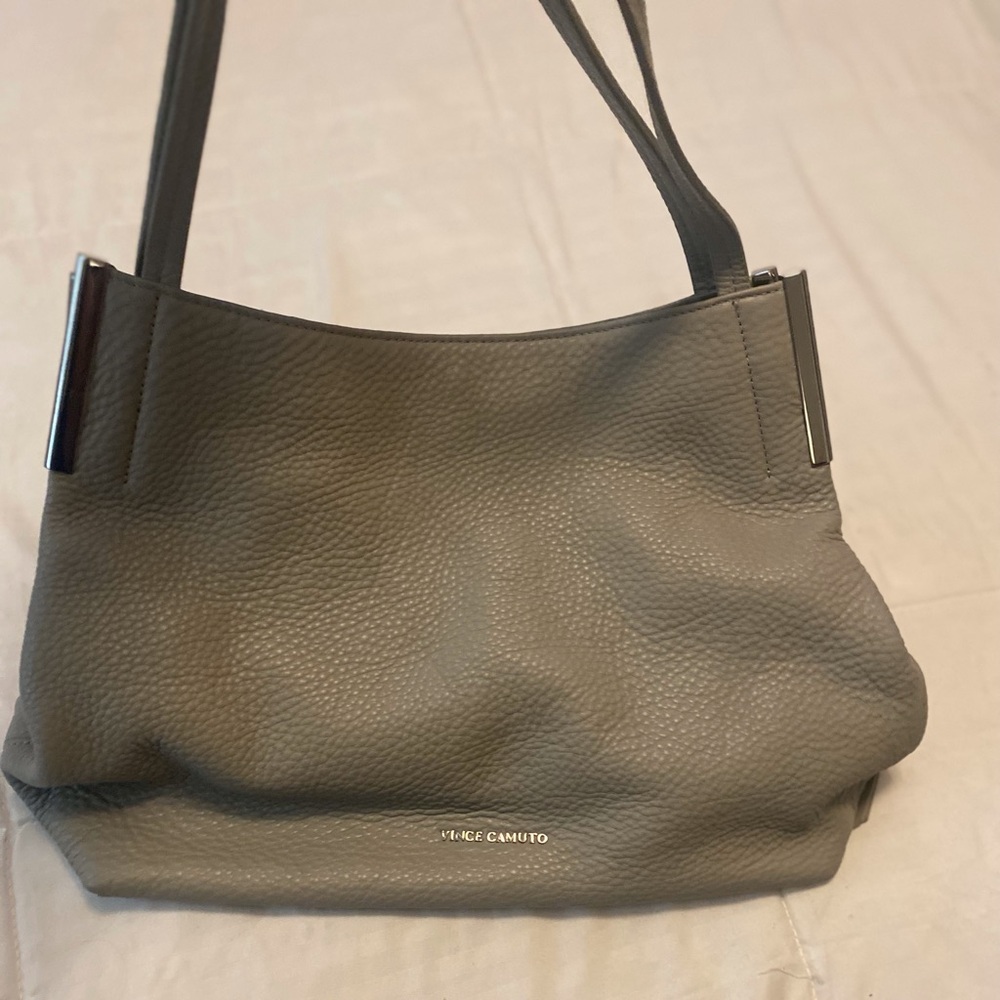 Vince Camuto Gray Leather Shoulder Bag